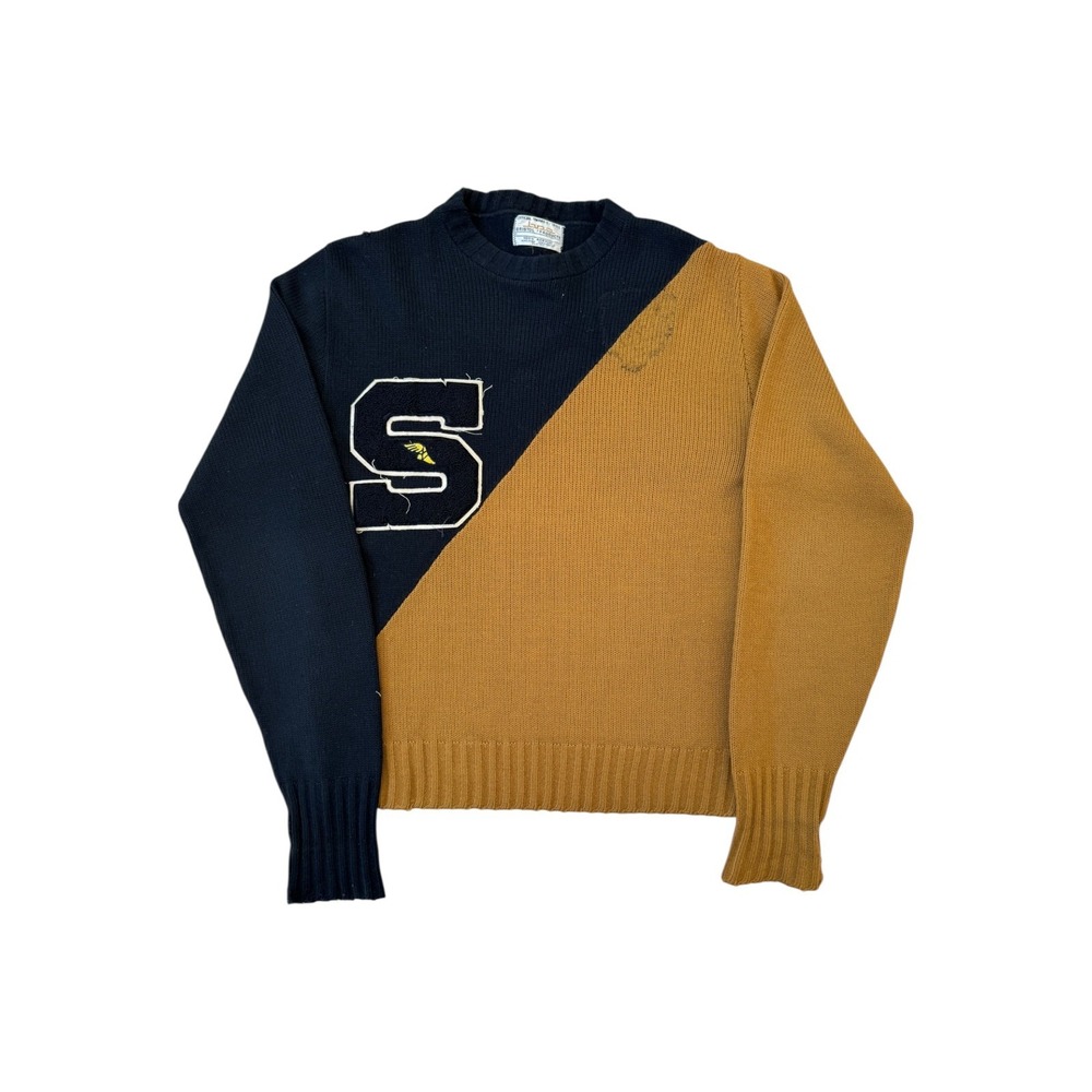 Bristol Products Award Sweater Women Small Navy Gold Good 50s Vintage Letterman